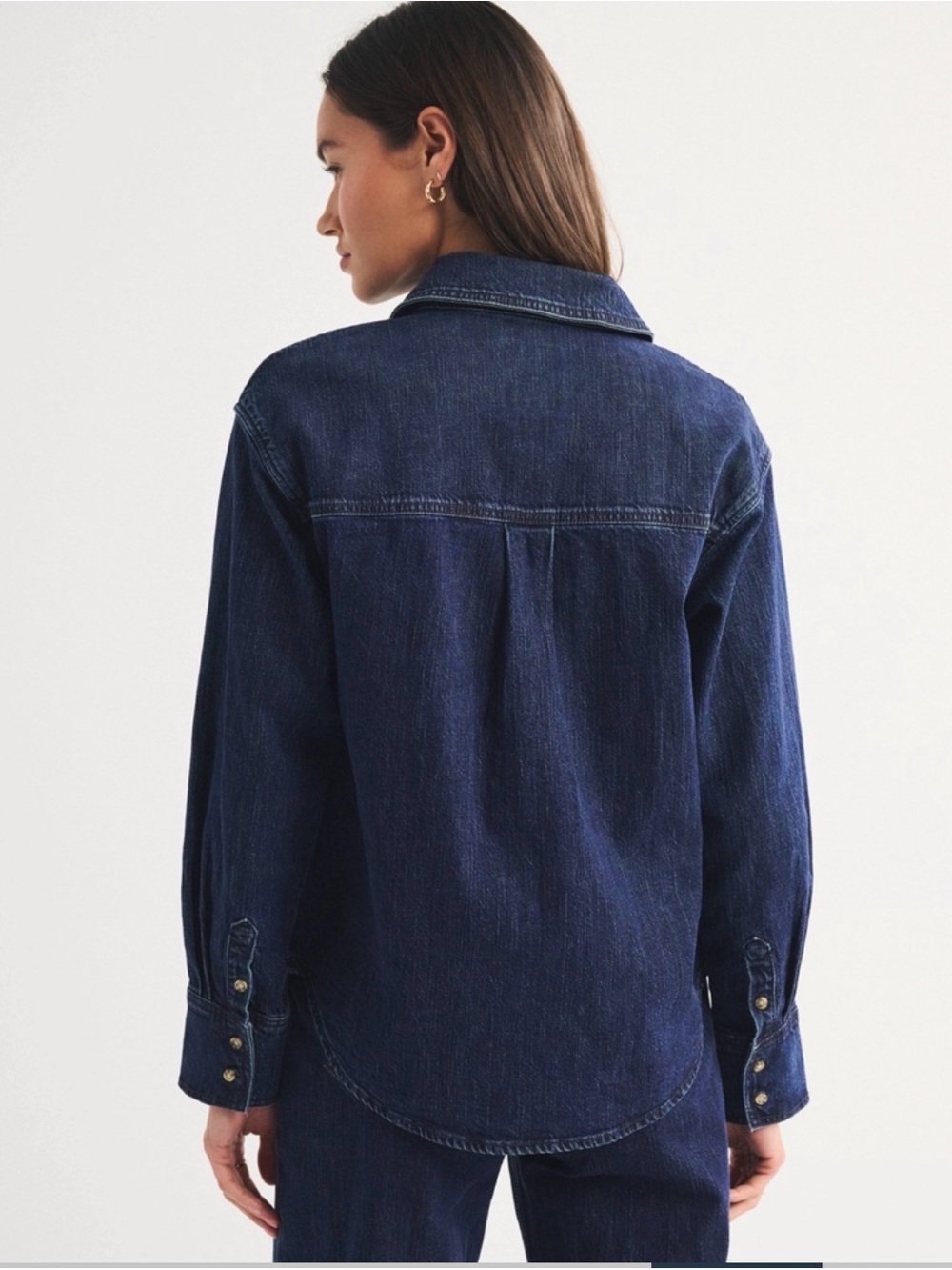 Oversized Linen-Blend Denim Shirt - Picture 5 of 8